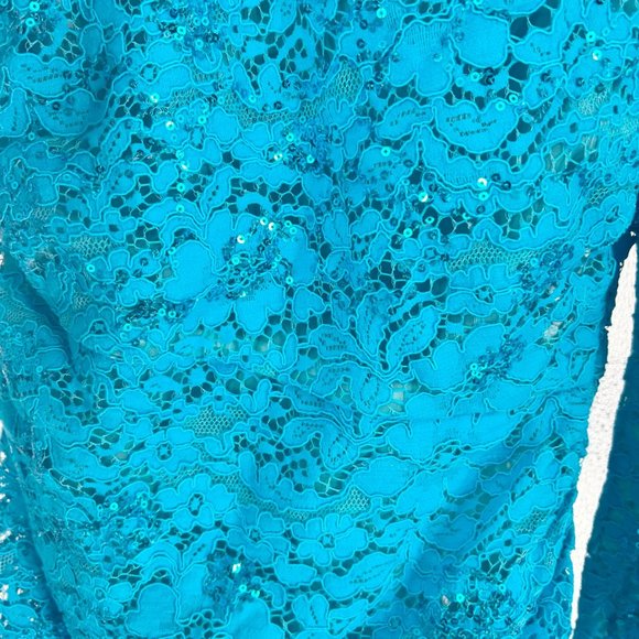 NWOT Giuseppe Di Morabito Blue Sequin Lace One Shoulder Dress - Picture 7 of 10
